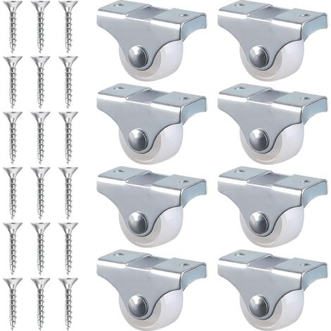 Pack de 8 Mini Roulettes Fixes en Caoutchouc de 25 mm pour Meubles: Charge Robuste de 40 kg, Inclus Plaque de Montage Métallique et Vis, Idéal pour Améliorer Mobilité des Meubles (1 inch) (1/5)