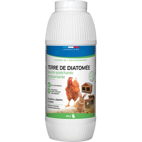 Terre de Diatomée 450 g, asséchante, absorbante pour poulaillers, clapiers, basse cours - Francodex (1/5)