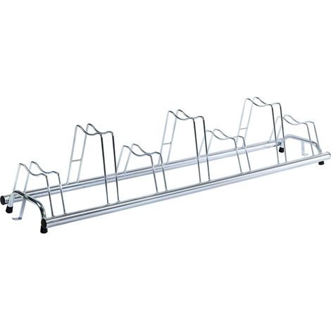 ANDRYS - Rastrelliera Porta Biciclette a Terra 7 Posti, anche per Bici con Freno a Disco, Colore Argento, 196 x 42 x 40 cm