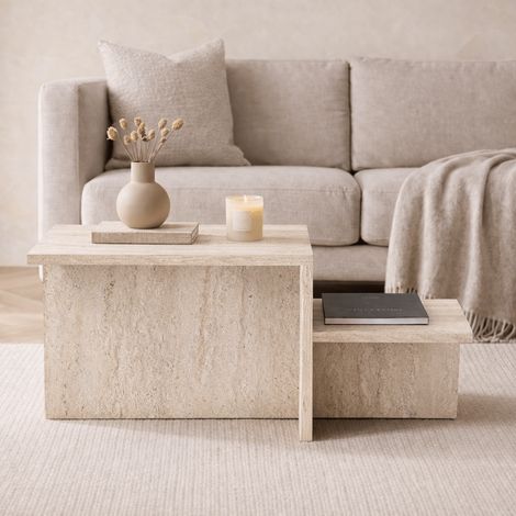 Couchtisch Travertin Melamin Eterna 80 x 40 cm