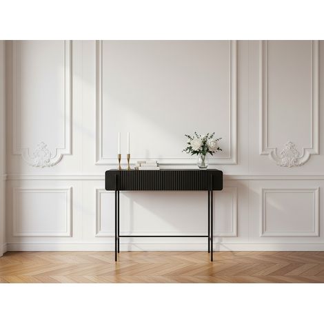 BOBOCHIC - Console 2 tiroirs 100 cm MATHILDE pieds noir (1/4)