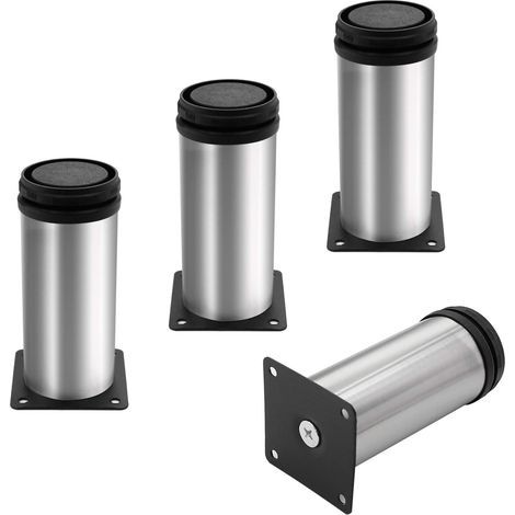 4 Pieds de Meuble, Pied canapé,Pied de Table Metal,Pieds de Meubles réglables en Acier Inoxydable brossé, Pieds de Table réglables en Hauteur, Hauteur Totale 100 mm (1/5)