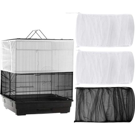 Set of 3 large, universal adjustable nylon mesh birdcage covers for birdcages (1/5)