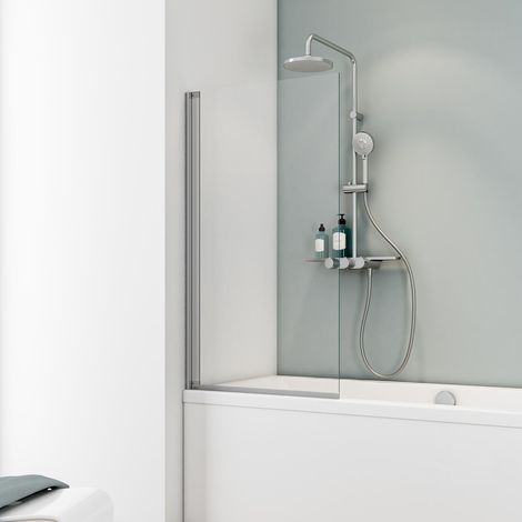Pare-baignoire pliant, verre 5 mm, paroi de baignoire 1 volet Capri, écran de baignoire pivotant Schulte, Verre transparent, profilé alu argenté, 70 x 130 cm