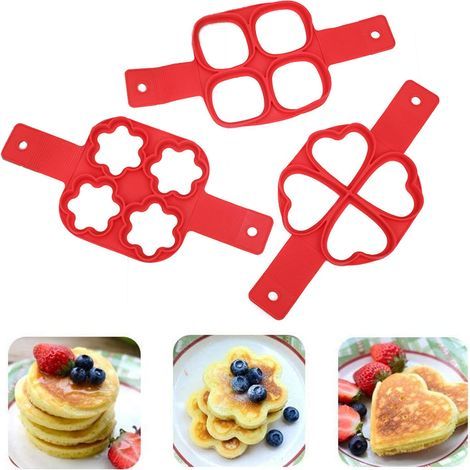 Moulle Pancake Silicone Antiadhésif Outil de Cuisine Anneau Maker Silicone Gâteau De Cuisson Gâteau Oeuf Anneau Pancake Cuisson Moule Moule Crêpes Accessoires Ring Egg Cooker Cuisine Gadget (3 Pcs)