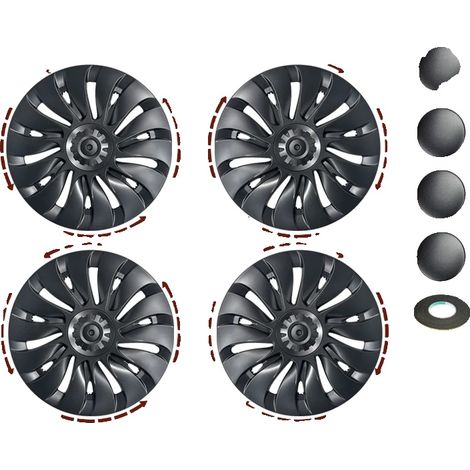 Embellecedor de rueda, cubierta completa de llanta, compatible con Tesla Model Y, gris plomo LR (1/2)