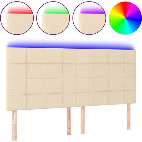 Maison Exclusive - Testiera a LED crema 200x5x118/128cm in Tessuto