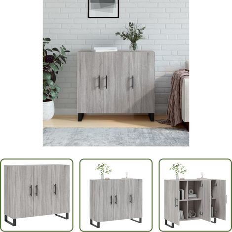 Holzwerkstoff - Sideboard Grau Sonoma 90x34x80 cm Holzwerkstoff (1/5)