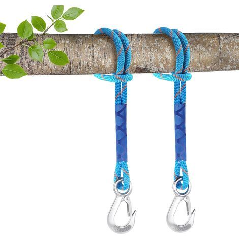 Corde De Fixation - 0,6 M - Avec Mousqueton Acier Inoxydable - Pour Balançoire Hamac Yoga - Charge Max 400 Kg - Lot De 2 (1/5)