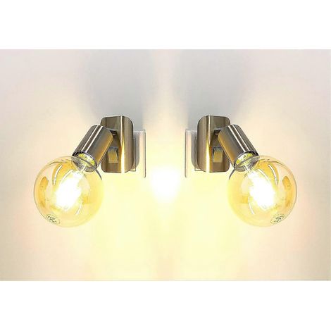 Douille LED 11-260A en nickel mat avec 1 ampoule LED E27 dorée 2500K blanc chaud 4 watts ANNA Applique murale (1/5)