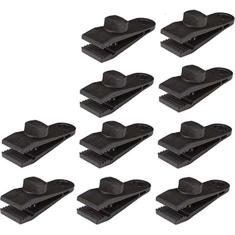 Accessoire de bâche　Lot de 10 clips de fixation pour bâche de camping, bâches, caravane, toile de jardin Noir (1/4)