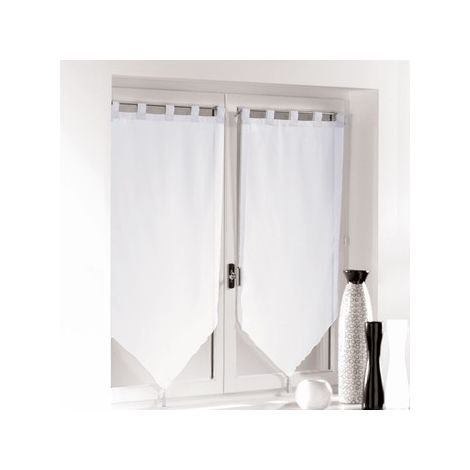Paire voile pompon passants - 60 x 120 cm - Blanc - Livraison gratuite (1/3)