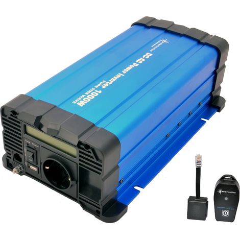 Spannungswandler FS1000D 12V 1000 Watt reiner Sinus BLAU m. Display mit Fernbedienung Funk (1/5)