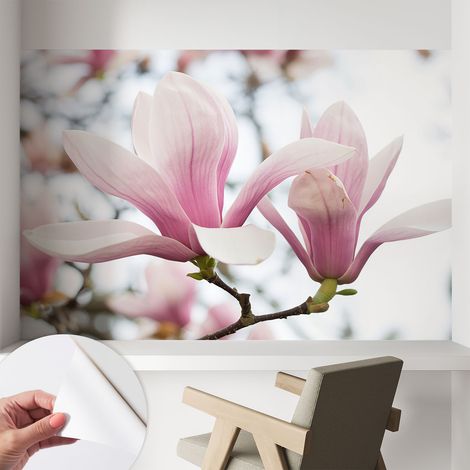 Papier peint autocollant adhésif avec imprimé motifs uniques apparence moderne Fleurs de magnolia 104x70 cm (1/5)