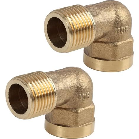 2Pcs Coudes en Laiton 90°,1/2" Mâle vers 1/2" Femelle Filetage Raccord de Tuyau pour Adaptateur Raccord de Tuyau,Réservoir d'Eau de Jardin,Installations Hydrauliques et Systèmes de Chauffage (1/5)