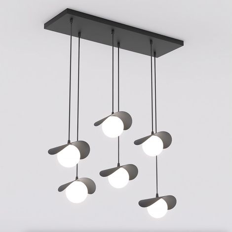 Lampada a sospensione Ritual in acciaio nero e sfere di vetro (1/5)