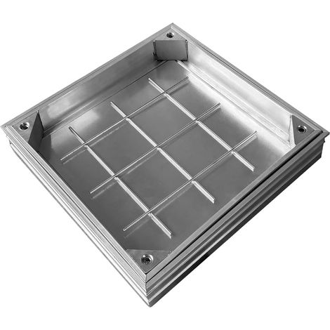 Couvercle de regard en alliage d'aluminium encastré-Passage 300 x 300 mm-A15 tampon de regard en aluminium invisible,Avec cadre,pour jardin,cour,autre espace intérieur et extérieur (1/5)