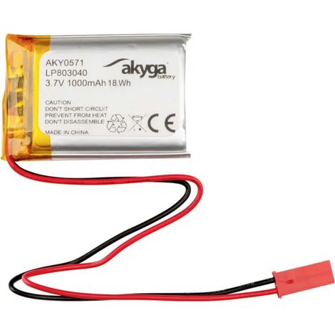 Li-Po-Akku LP803040 Akyga AKY0571 3,7 V / 1000 mAh PCM JST 2-Pin-Anschluss 150 mm (1/3)