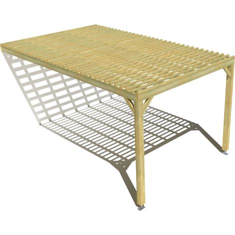 Pergola bois • 3m x 5m • adossée • sens profondeur • lattage bois • livraison comprise (1/3)