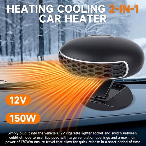 Tragbare 12V-Autoheizung – Schnelles Aufheizen und Enteisen – 360° drehbarer Entfroster – Geeignet für Pkw, Wohnmobile und SUVs