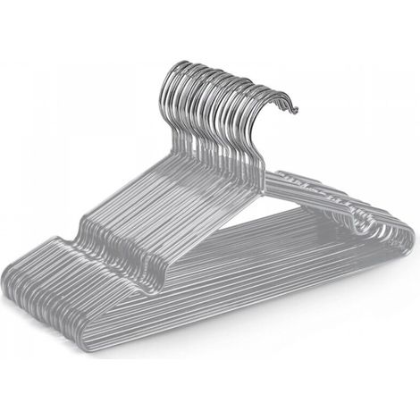 Lot de 20 cintres en métal recouvert de caoutchouc gris de haute qualité, 30 x 17 x 0,35 cm, gain de place pour les armoires (1/5)