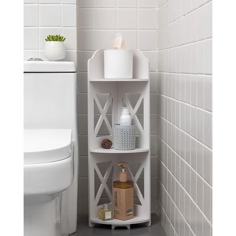 Étagère d'angle, Organiseur de Rangement pour la Salle de Bain, étagère d'angle pour Les Petits espaces, Support étanche, également utilisé pour Support de Papier Toilette (1/5)