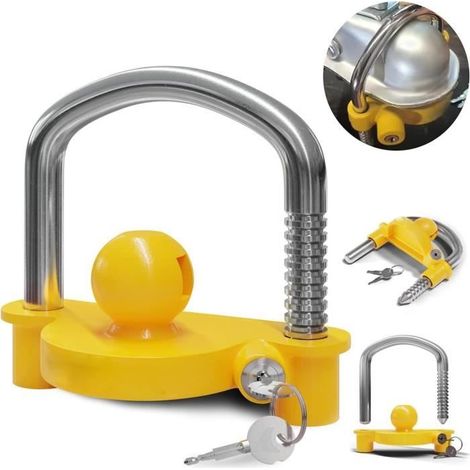 Serrure de remorque pour attelages de remorque Standard, Facile à Installer, Protection antivol, sécurité de la remorque, 2 clés (1/4)