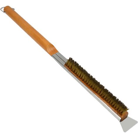 Brosse pour four à pizza, brosse de nettoyage pour pierre à pizza en fil de cuivre avec grattoir, accessoires pour four à pizza en plein air (1/5)