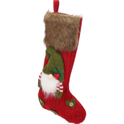 Chaussette de Noël, motif poupée sans visage, rouge, décoration murale, porte, cheminée, accessoires (1/5)
