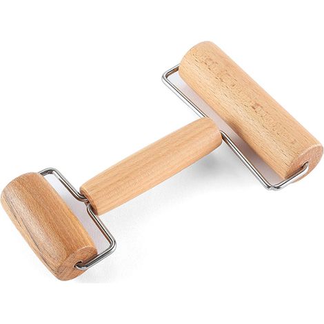Rouleau à pâtisserie en bois pour pâte à pizza, rouleau à pâtisserie double tête en bois (1/4)