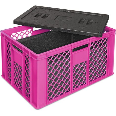 BRB Récipient euro avec boîte isotherme en EPP, 600 x 400 x 320 mm, 25 l, rose (1/3)
