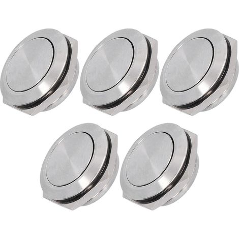Lot de 5 interrupteurs à bouton plat en acier inoxydable étanches avec bornes à vis, accessoires d'alimentation 0-220 V (1/5)