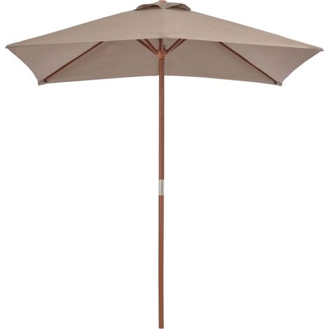 INLIFE Parasol avec mât en bois 150 x 200 cm Taupe (1/5)