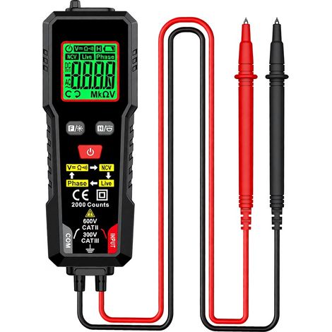 Multímetro digital HABOTEST HT93, comprobador de voltaje de 2000 cuentas, rango automático, medición precisa de CA/CC y resistencia, función NCV. (1/5)