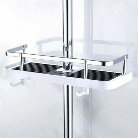 VURAHOME – Verstellbarer, wandmontierter Duschkorb, Aufbewahrungskorb für Bad/Küche, Schlauchanschluss, rostbeständiger Duschkorb aus Metall, praktisches Wandregal, 30 x 12 x 6 cm (1/5)