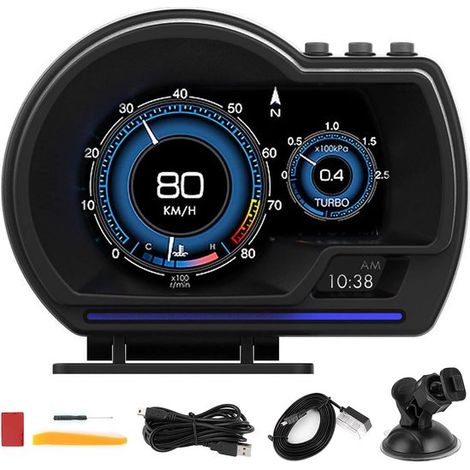 Pantalla frontal universal para coche con GPS y velocímetro de modo dual OBD2 (1/5)