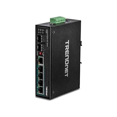 TRENDnet TI-PG62 Commutateur sur rail DIN Gigabit PoE+ industriel renforcé à 6 ports,... (1/5)