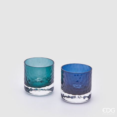 EDG Enzo De Gasperi Portacandela Flicker H 6,5 Cm 2 Pz Assortiti Colore Blu e Turchese