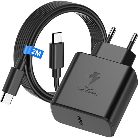 45W Chargeur USB C Rapide pour S26/S25/S25 Ultra/S24/S24 Ultra/S23/S23 Ultra/S22/S21/A55/A54/A15/ A56/A26 /A54, Prise Chargeur Adaptateur Secteur avec 2M Cable USB c Charge Rapide Noir (1/5)