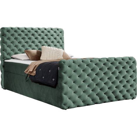 Lit boxspring Lac I, Velluto 13, Unique, Continental, 120x200, Tissu, Disponible, 126x227x123cm (1/5)
