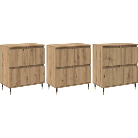 3 pcs Buffet,Bahut,Meuble de Rangements chêne artisanal 180 x 35 x 70 cm CFW40848 (1/5)