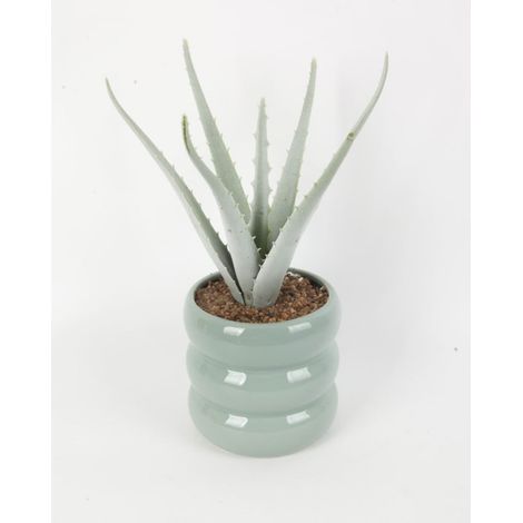 TrendLine Kunstpflanze Aloe Ø 13 x 29 cm grün Künstliche Pflanze