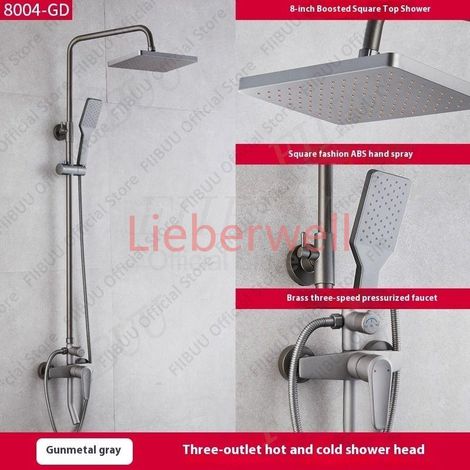Système de douche mural, ensemble de douche à économie d'eau avec douchette supérieure, pistolet de pulvérisation à pression accrue, ensemble de douche multifonction pour salle de bain (1/5)