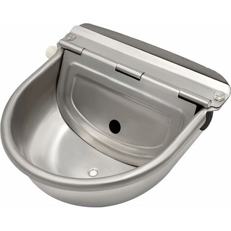 Abreuvoir à eau en acier inoxydable avec bouchon de vidange et valve à flotteur réglable pour cheval, chien, bétail, chèvre, mouton, cochon, abreuvoir automatique pour le bétail (1/5)