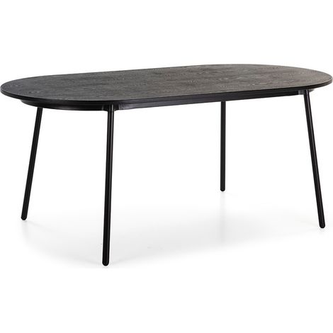Table à manger ovale bois massif et pieds métal noir Anja 180cm (1/4)