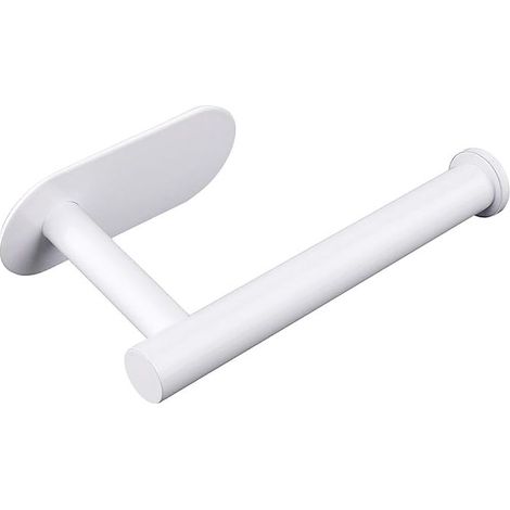 Porte Papier Toilette, Support Papier Toilette Mural Acier Inoxydable Porte Rouleau Papier Toilette sans Perçage pour Salle de Bain et Cuisine, Blanc (1/4)