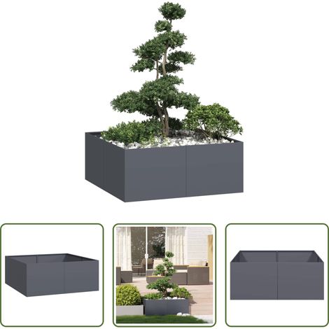 Bac à fleurs -  Jardinière anthracite 100x100x40 cm acier (1/5)