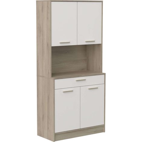 Mueble Auxiliar Napoli en Melamina para Cocina 176x40x84 cm - Color Blanco Marte y Roble 84x176 cm (1/5)