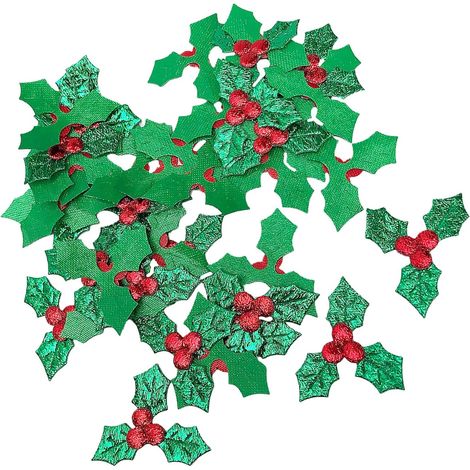 200 Feuilles de Houx Artificielles Noël 52 CM Vert Doré 2 Paquets de 100 Pcs pour Décoration Intérieure Couronnes Guirlandes et Créations Festives (1/5)
