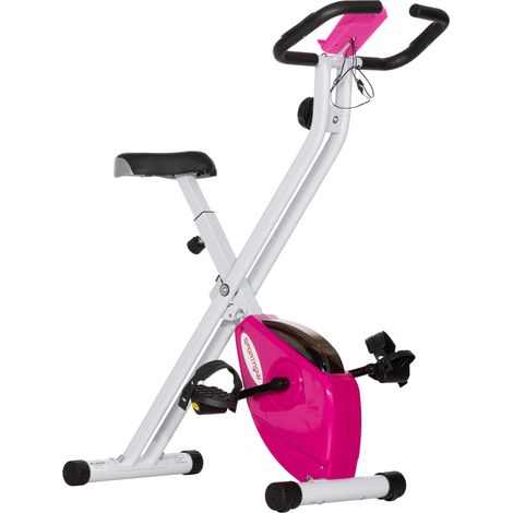 SPORTNOW Cyclette Magnetica a 8 Livelli Pieghevole con Display Rosa e Bianco (1/5)